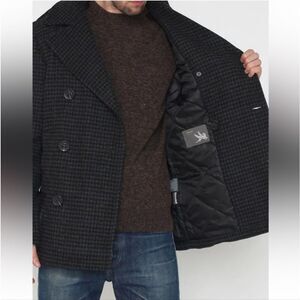 I Spiewak & Sons Wool Pea Coat with Houndstooth Pattern Size XL